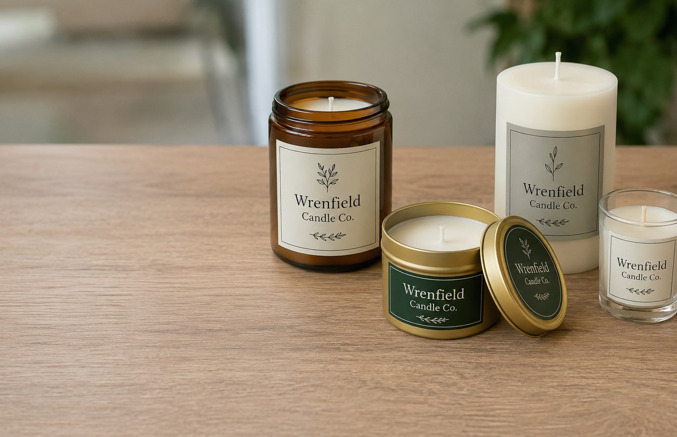 Custom printed candles with logo